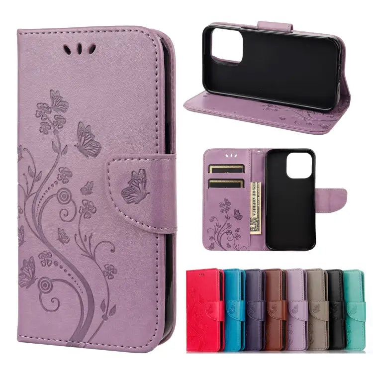 Butterfly Flower Pattern Horizontal Flip Leather Case with Holder & Card Slots & Wallet For Samsung Galaxy A03s 164mm