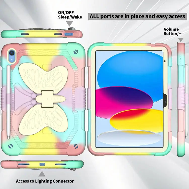 Butterfly Kickstand Heavy Duty Hard Rugged Tablet Case For iPad 10th Gen 10.9 2022 - Apple Accessories