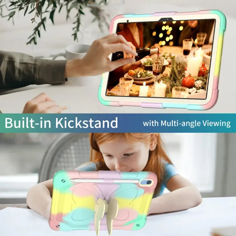Butterfly Kickstand Heavy Duty Hard Rugged Tablet Case For iPad 10th Gen 10.9 2022 - Apple Accessories
