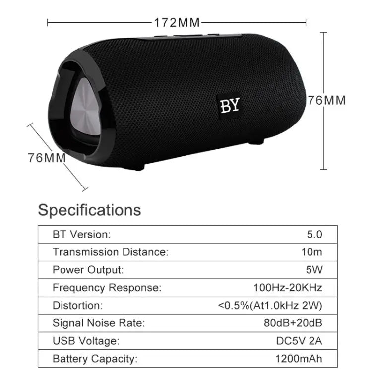 BY Portable Bluetooth Speaker Waterproof Wireless Loudspeaker 3D Stereo Music Surround Sound System Outdoor Speakers