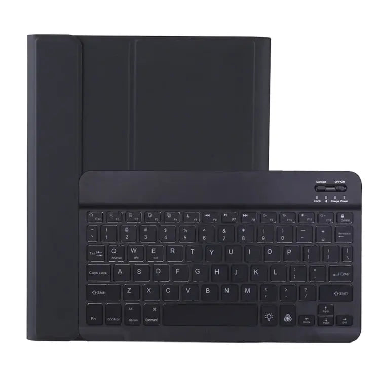 C-098B Candy Color Skin Feel Texture Bluetooth Keyboard Leather Case with Pen Holder C-098B - C-098B / Black - Apple