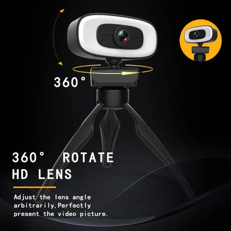 C10 2K HD Without Distortion 360 Degrees Rotate Three-speed Fill Light USB Free Drive Webcams Built-in Sound Clearer