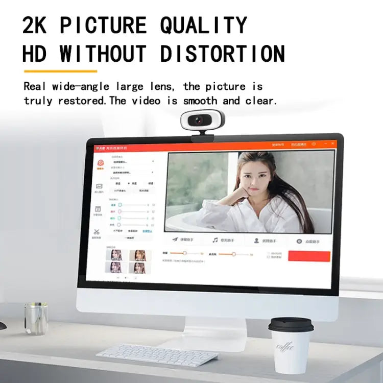 C10 2K HD Without Distortion 360 Degrees Rotate Three-speed Fill Light USB Free Drive Webcams Built-in Sound Clearer