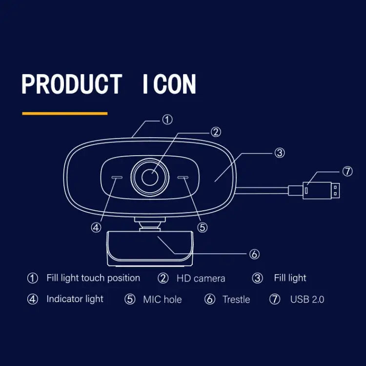 C10 2K HD Without Distortion 360 Degrees Rotate Three-speed Fill Light USB Free Drive Webcams Built-in Sound Clearer