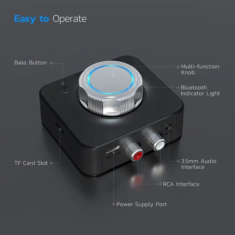 C39 Bluetooth 5.0 Receiver RCA to 3.5mm Wireless Audio Converter Supporrt TF Card C39 - C39