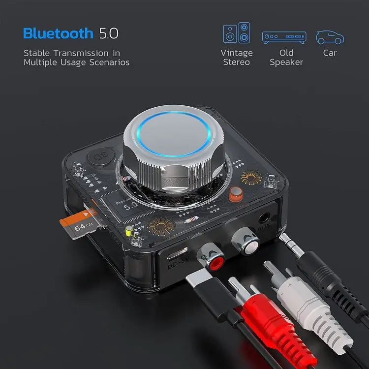 C39 Bluetooth 5.0 Receiver RCA to 3.5mm Wireless Audio Converter Supporrt TF Card C39 - C39