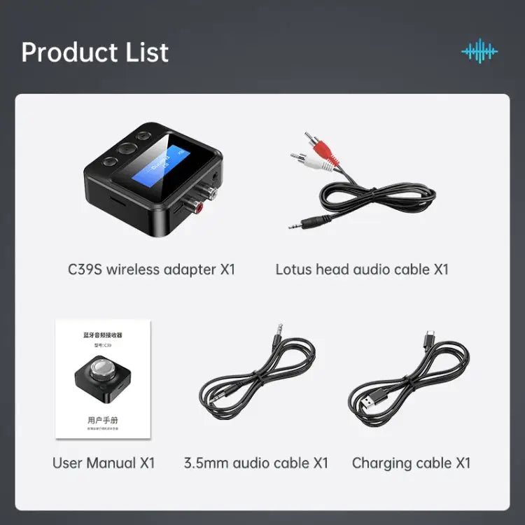 C39S Bluetooth Receiver Transmitter RCA Speaker to 3.5mm Wireless Audio Adapter C39S - C39S
