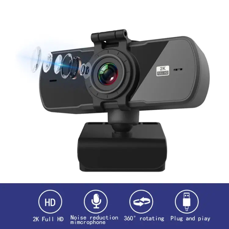 C5 4 Million Pixel Auto Focus 2K Full HD Webcam 360 Rotation USB Driver-free Live Broadcast WebCamera with Mic C5 - C5
