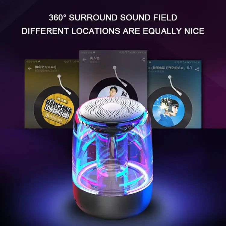 C7 Bluetooth 5.0 Speaker Transparent LED Luminous Subwoofer TWS 6D Surround HIFI Stereo Cool Audio C7 - Apple