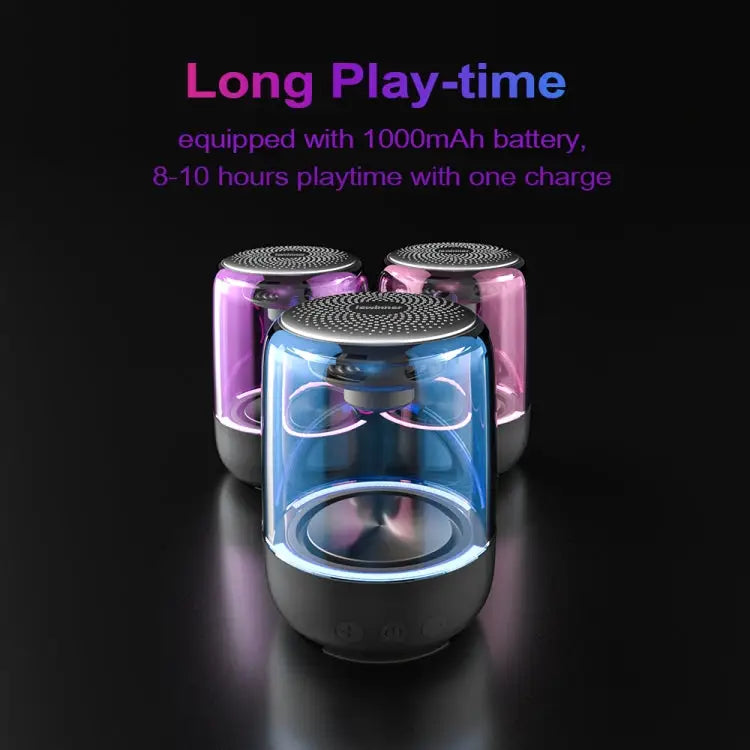 C7 Bluetooth 5.0 Speaker Transparent LED Luminous Subwoofer TWS 6D Surround HIFI Stereo Cool Audio C7 - Apple
