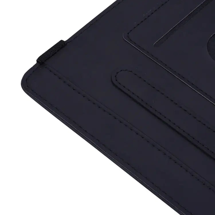 Calf Pattern Double Folding Design Embossed Leather Case with Holder & Card Slots & Pen Slot & Elastic Band For iPad