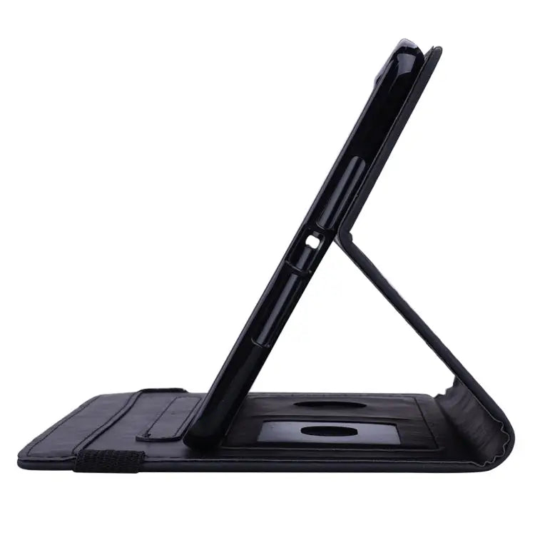 Calf Pattern Double Folding Design Embossed Leather Case with Holder & Card Slots & Pen Slot & Elastic Band For iPad