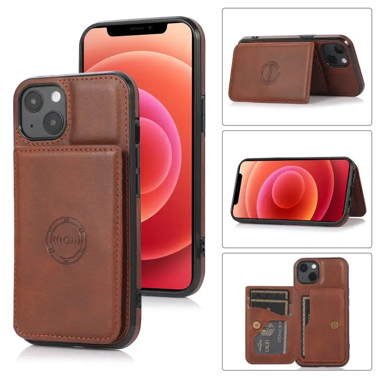 Calf Texture Magnetic Card Bag PU Shockproof Case with Holder & Card Slot For iPhone 13 mini For iPhone 13 For iPhone