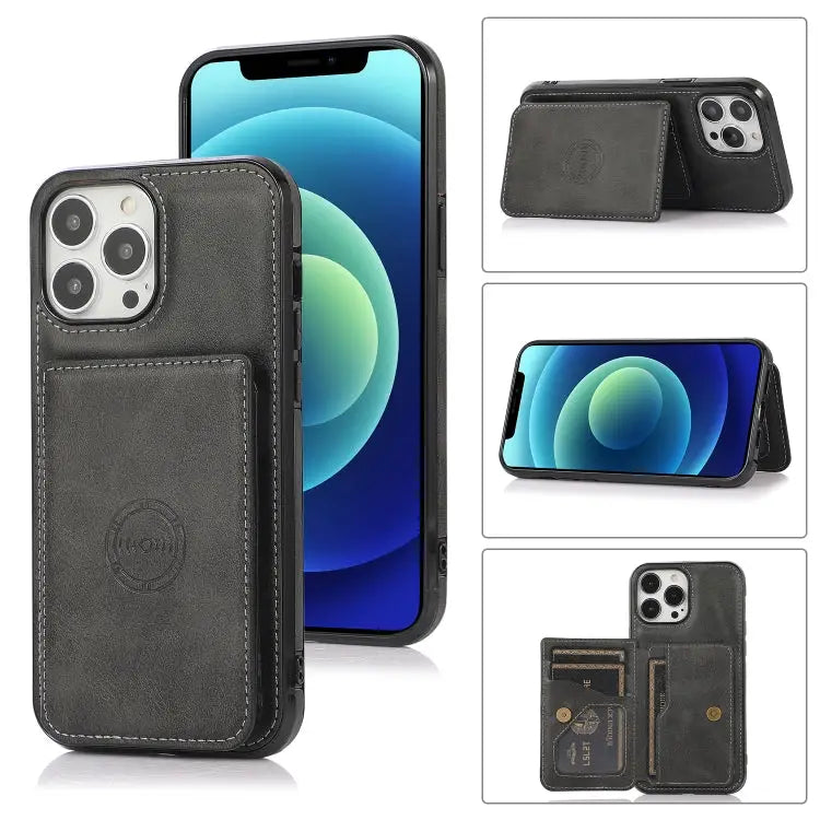 Calf Texture Magnetic Card Bag PU Shockproof Case with Holder & Card Slot For iPhone 13 mini For iPhone 13 For iPhone