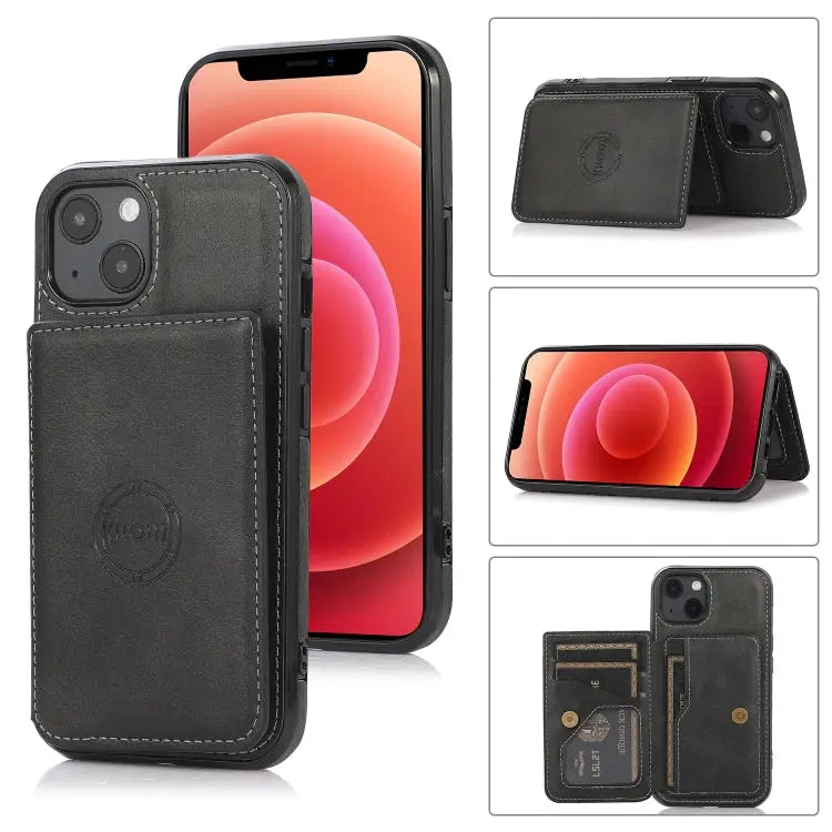 Calf Texture Magnetic Card Bag PU Shockproof Case with Holder & Card Slot For iPhone 13 mini For iPhone 13 For iPhone