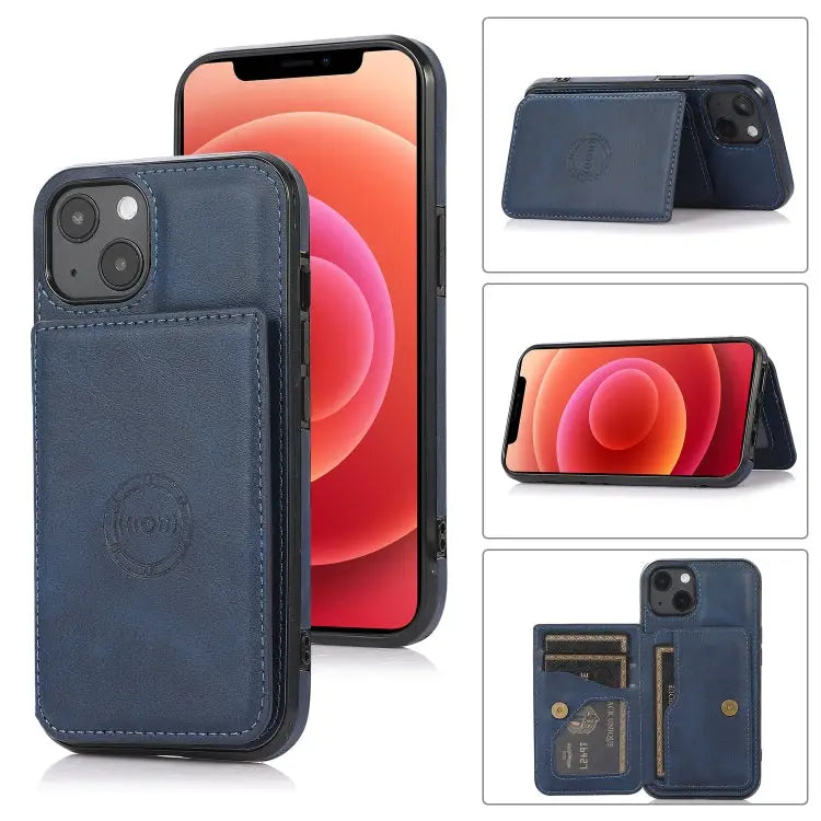 Calf Texture Magnetic Card Bag PU Shockproof Case with Holder & Card Slot For iPhone 13 mini For iPhone 13 For iPhone
