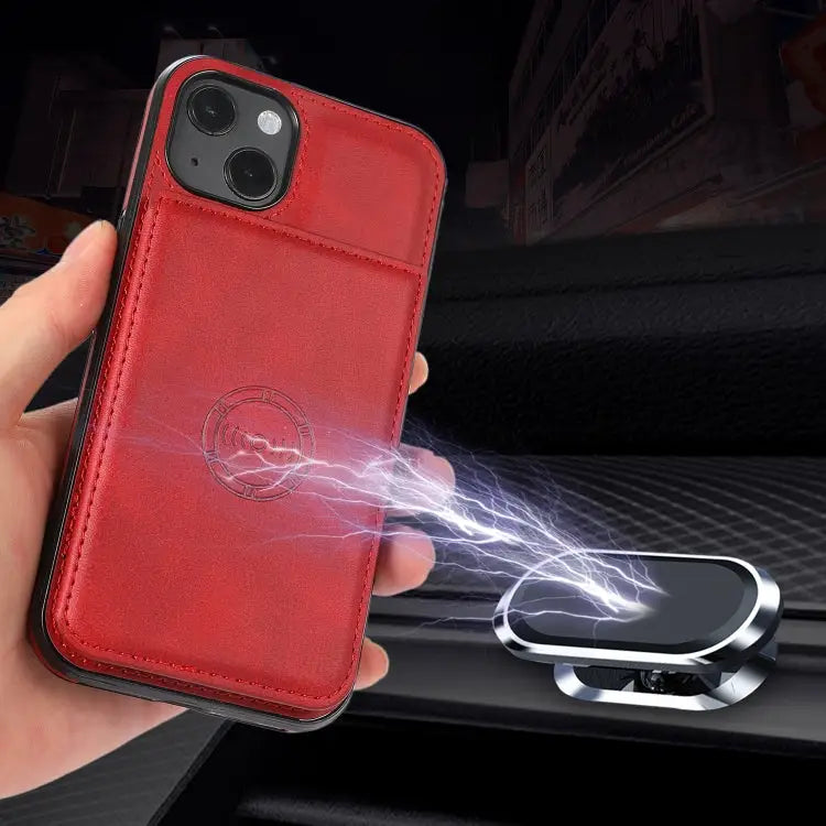 Calf Texture Magnetic Card Bag PU Shockproof Case with Holder & Card Slot For iPhone 13 mini For iPhone 13 For iPhone