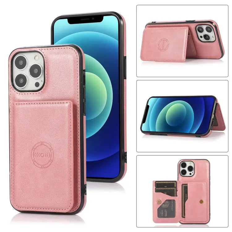 Calf Texture Magnetic Card Bag PU Shockproof Case with Holder & Card Slot For iPhone 13 mini For iPhone 13 For iPhone