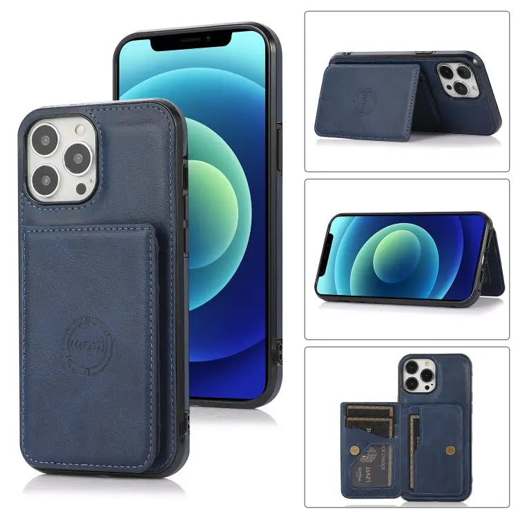 Calf Texture Magnetic Card Bag PU Shockproof Case with Holder & Card Slot For iPhone 13 mini For iPhone 13 For iPhone