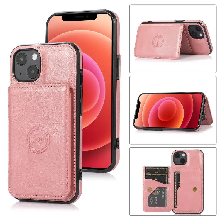 Calf Texture Magnetic Card Bag PU Shockproof Case with Holder & Card Slot For iPhone 13 mini For iPhone 13 For iPhone