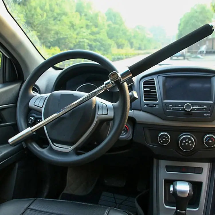 Car Adjustable Telescopic U Shape Steering Wheel Lock Anti-theft Cipher Lock with Safety Hammer with Safety Hammer