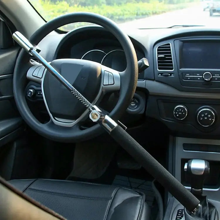 Car Adjustable Telescopic U Shape Steering Wheel Lock Anti-theft Cipher Lock with Safety Hammer with Safety Hammer