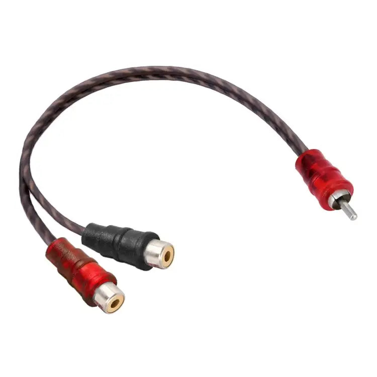 Car AV Audio Video 2 Female to 1 Male Copper Extension Cable Wiring Harness Cable Length: 26cm 2 Female to 1 Male