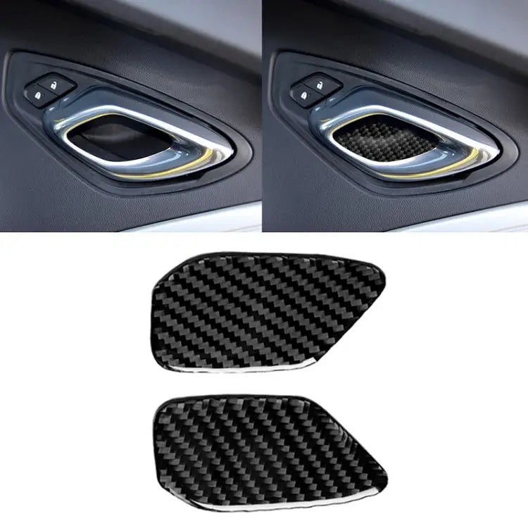 Car Carbon Fiber Door Inner Handle Wrist Panel Decorative Sticker for Chevrolet Camaro 2017-2019 Door Inner Handle