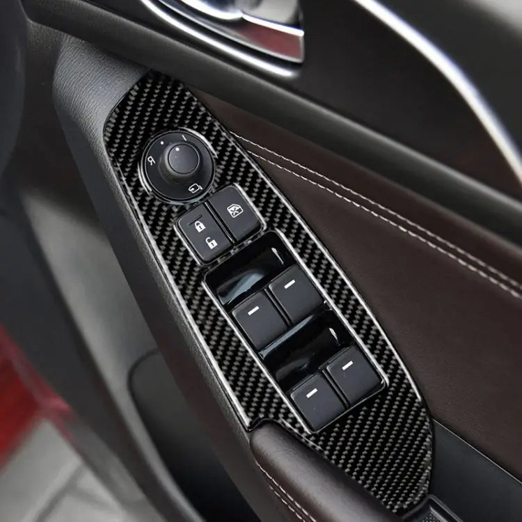 Car Carbon Fiber Right Drive Window Lift Panel Decorative Sticker for Mazda Axela 2014 / 2017-2018 Right Drive Window