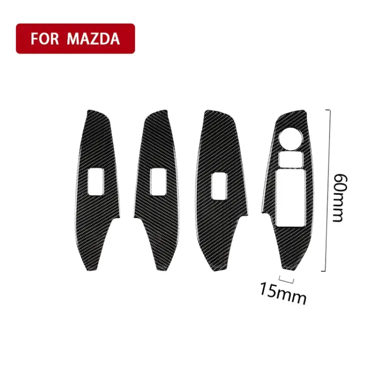 Car Carbon Fiber Right Drive Window Lift Panel Decorative Sticker for Mazda Axela 2014 / 2017-2018 Right Drive Window
