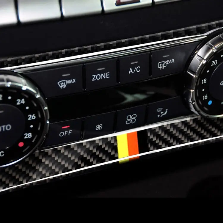 Car German Flag Carbon Fiber Air Conditioning Knob Control Panel Decorative Sticker for Mercedes-Benz W204 C Class