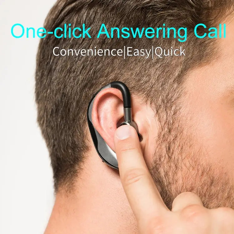 Car Handfree Wireless Ear-hook Bluetooth Earphone with Microphone - Black Green