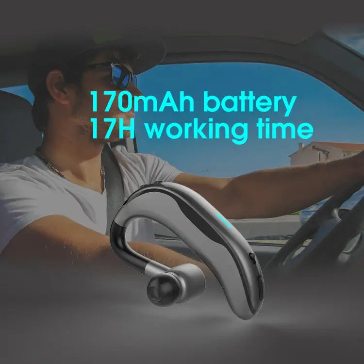 Car Handfree Wireless Ear-hook Bluetooth Earphone with Microphone - Black Green