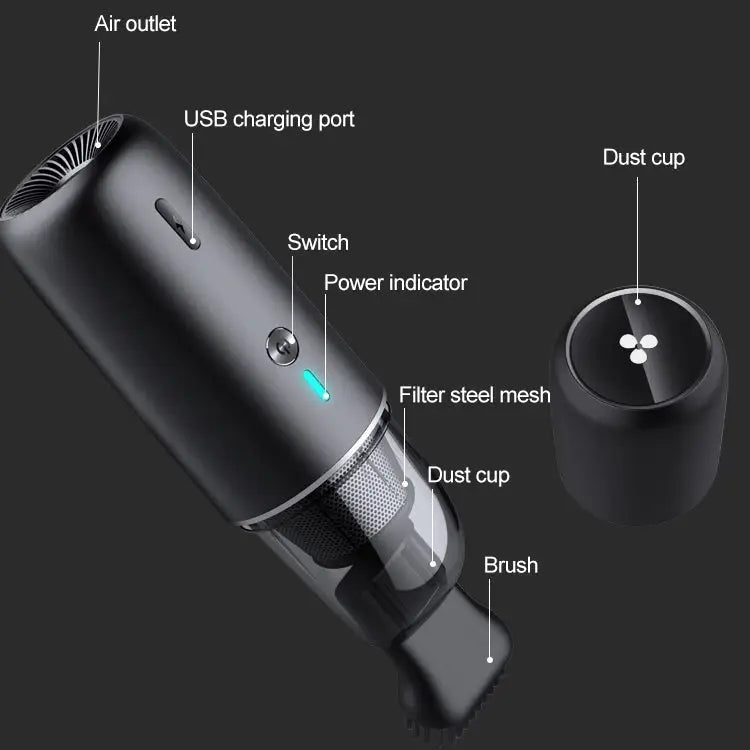 Car / Household Wireless Portable 90W Handheld Powerful Vacuum Cleaner Navy Blue - Navy Blue / Navy Blue