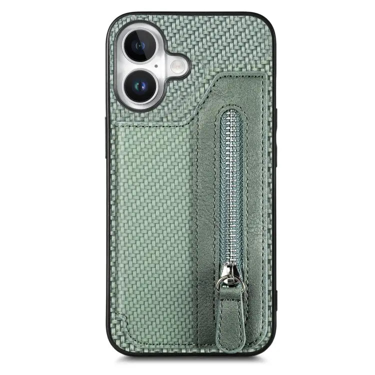 Carbon Fiber Horizontal Flip Zipper Wallet Phone Case For iPhone 16 For iPhone 15 Pro Max For iPhone 15 Pro For iPhone