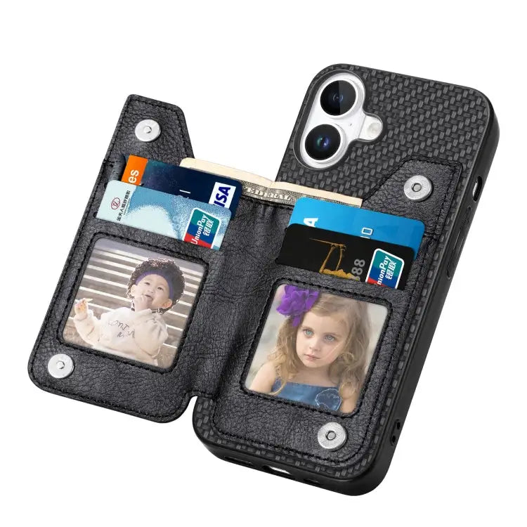 Carbon Fiber Horizontal Flip Zipper Wallet Phone Case For iPhone 16 For iPhone 15 Pro Max For iPhone 15 Pro For iPhone