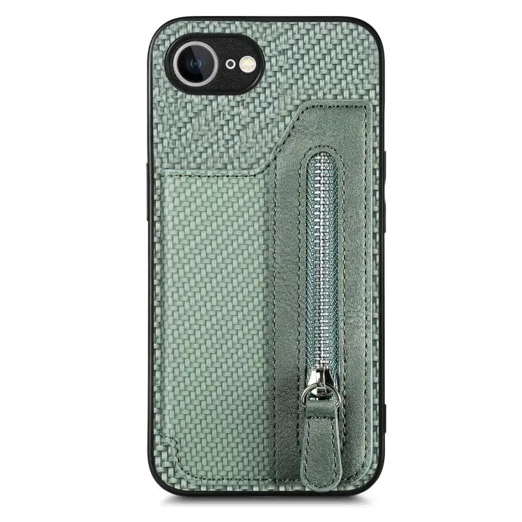 Carbon Fiber Horizontal Flip Zipper Wallet Phone Case For iPhone 16e For iPhone 16 Pro Max For iPhone 16 Pro For iPhone