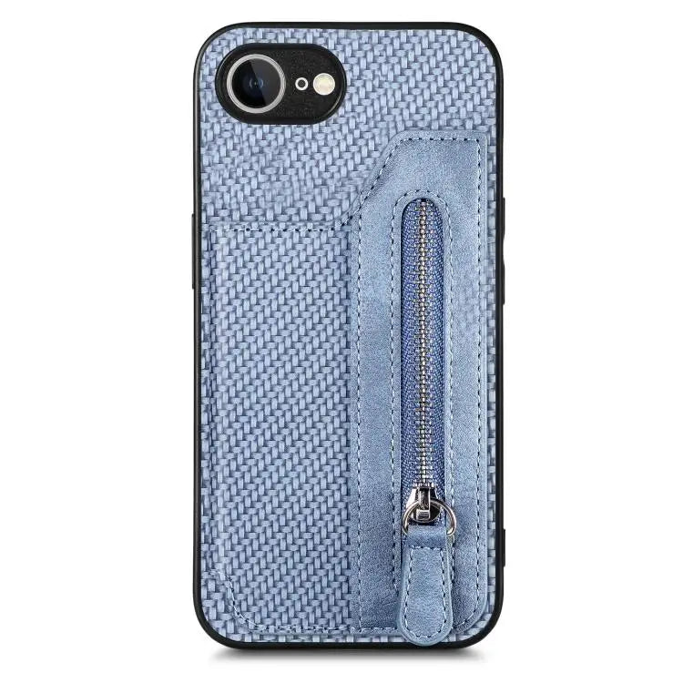 Carbon Fiber Horizontal Flip Zipper Wallet Phone Case For iPhone 16e For iPhone 16 Pro Max For iPhone 16 Pro For iPhone