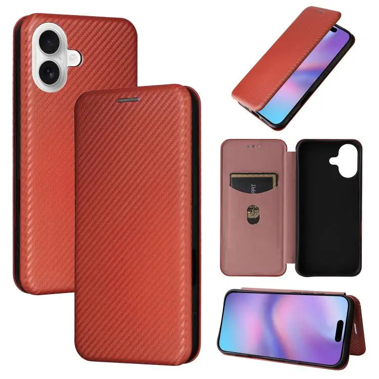 Carbon Fiber Texture Flip Leather Phone Case For iPhone 17 Pro Max For iPhone 17 Pro For iPhone 17 For iPhone 17 Air