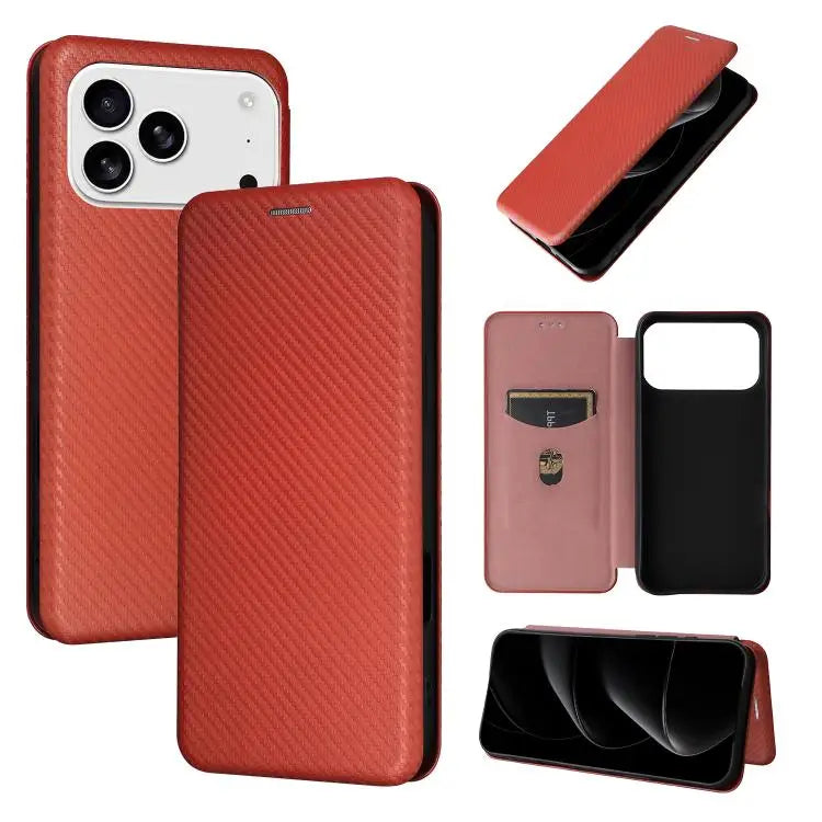 Carbon Fiber Texture Flip Leather Phone Case For iPhone 17 Pro Max For iPhone 17 Pro For iPhone 17 For iPhone 17 Air