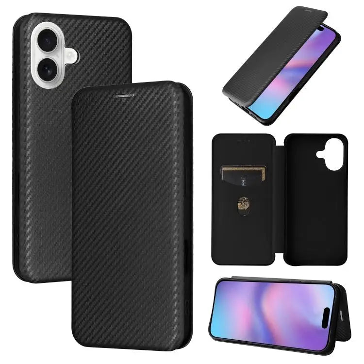 Carbon Fiber Texture Flip Leather Phone Case For iPhone 17 Pro Max For iPhone 17 Pro For iPhone 17 For iPhone 17 Air