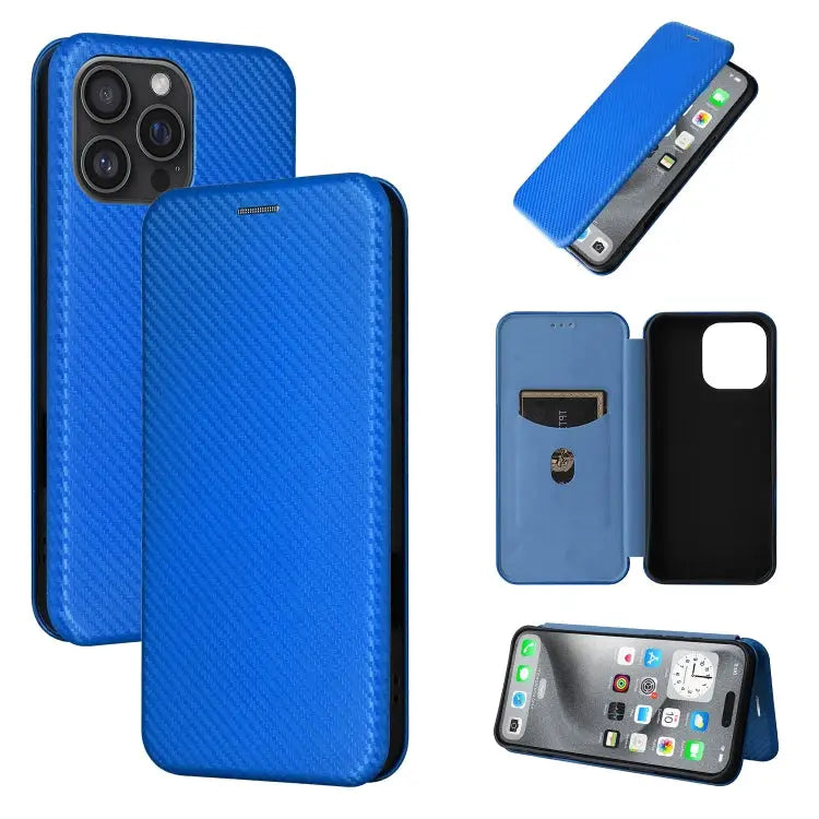 Carbon Fiber Texture Flip Leather Phone Case For iPhone SE 2024 For iPhone 16 Pro Max For iPhone 16 Pro For iPhone 16