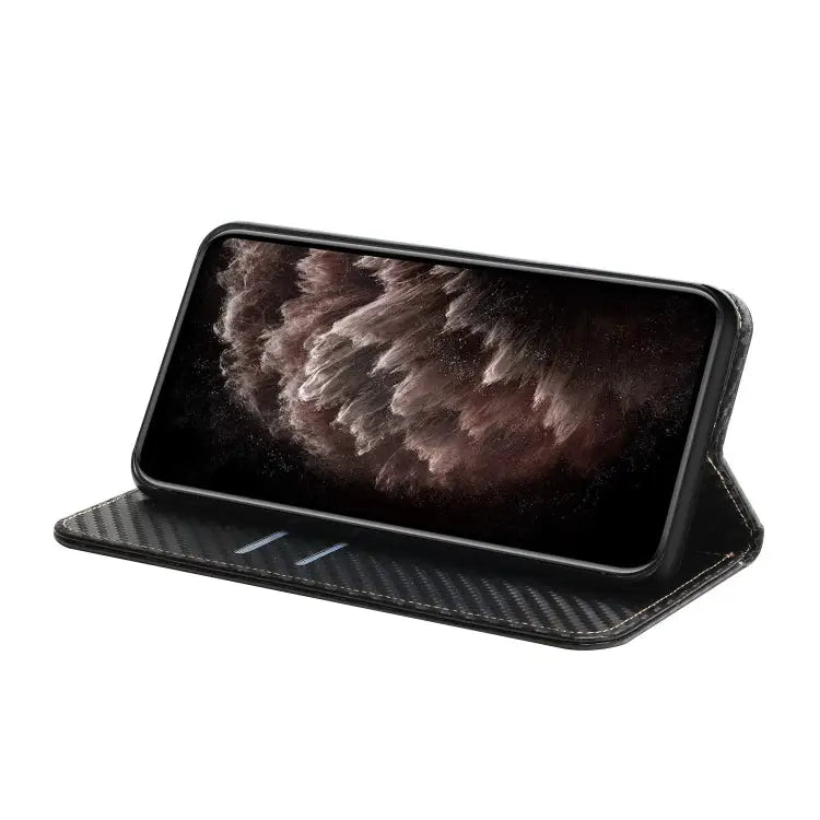 Carbon Fiber Texture Magnetic Flip Leather Phone Case - Apple Accessories