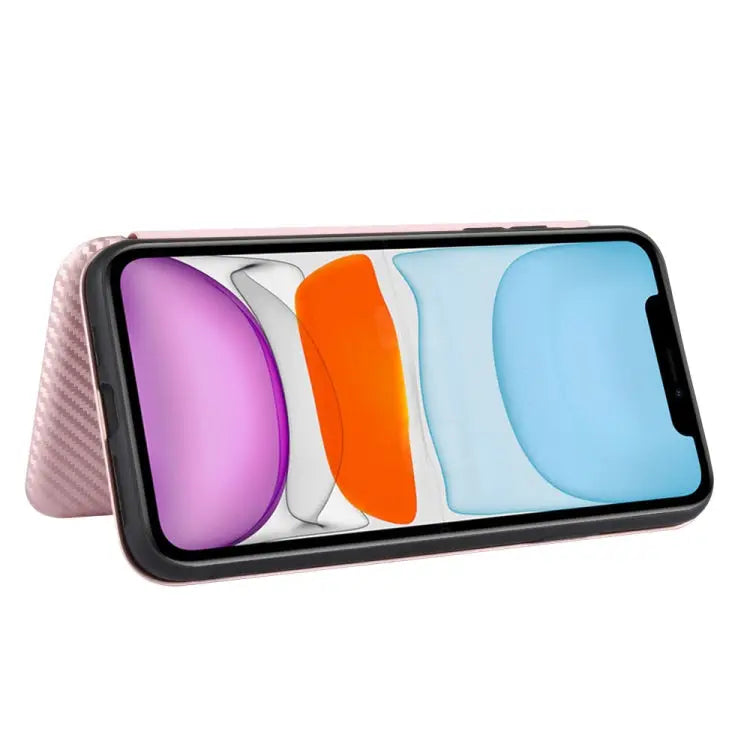 Carbon Fiber Texture Magnetic Horizontal Flip TPU + PC + PU Leather Case with Card Slot For iPhone 11 For iPhone 12