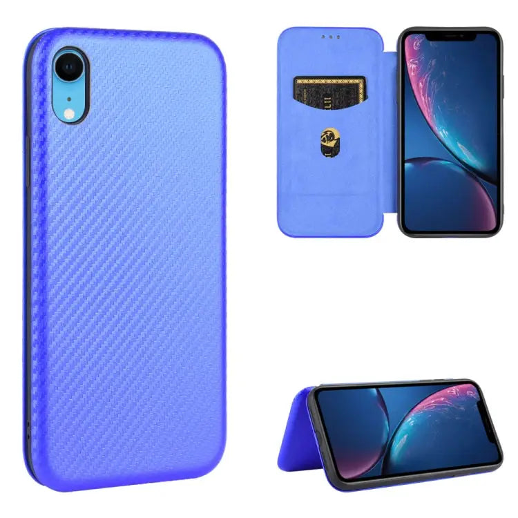 Carbon Fiber Texture Magnetic Horizontal Flip TPU + PC + PU Leather Case with Card Slot For iPhone 7 / 8 / SE 2020 / SE