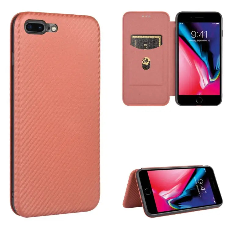 Carbon Fiber Texture Magnetic Horizontal Flip TPU + PC + PU Leather Case with Card Slot For iPhone 7 / 8 / SE 2020 / SE