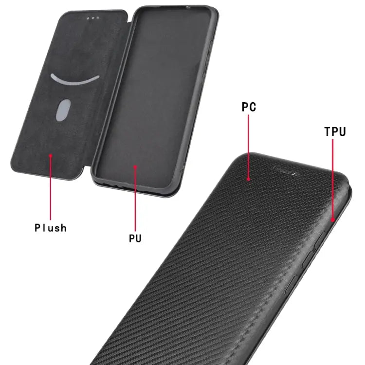 Carbon Fiber Texture Magnetic Horizontal Flip TPU + PC + PU Leather Case with Card Slot For iPhone 11 For iPhone 12