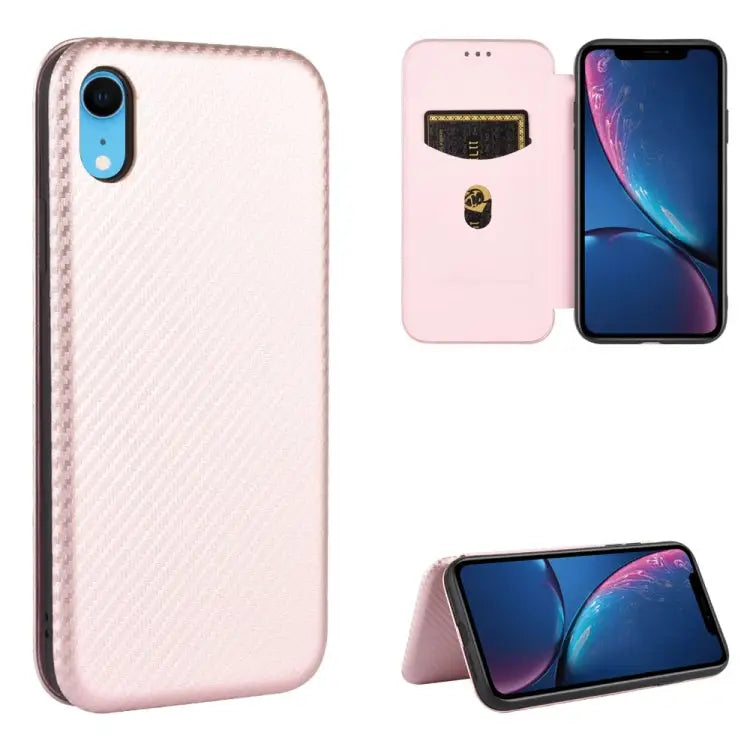 Carbon Fiber Texture Magnetic Horizontal Flip TPU + PC + PU Leather Case with Card Slot For iPhone 7 / 8 / SE 2020 / SE
