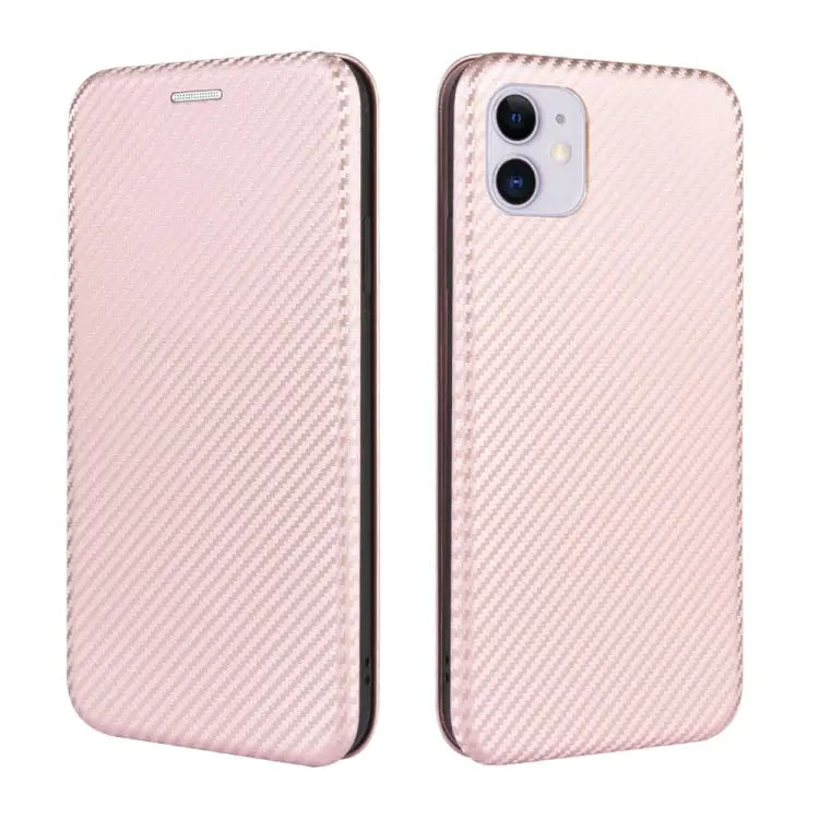 Carbon Fiber Texture Magnetic Horizontal Flip TPU + PC + PU Leather Case with Card Slot For iPhone 11 For iPhone 12