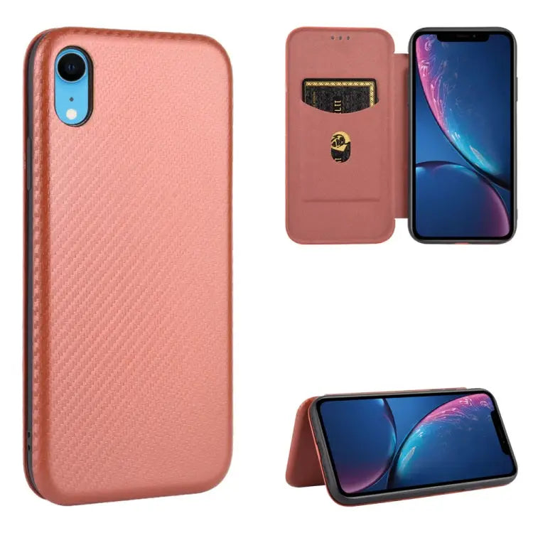 Carbon Fiber Texture Magnetic Horizontal Flip TPU + PC + PU Leather Case with Card Slot For iPhone 7 / 8 / SE 2020 / SE